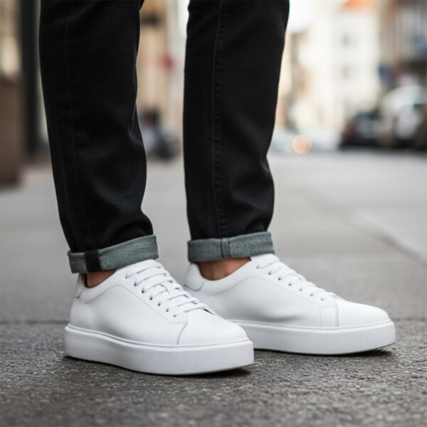 232 BASKET EN VRAI CUIR BLANC